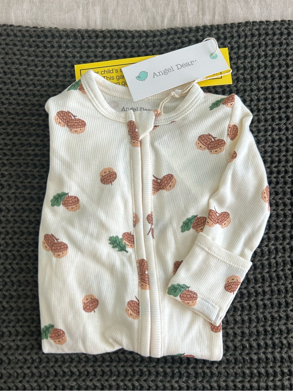 NWT Angel Dear acorn fall print footie pajamas